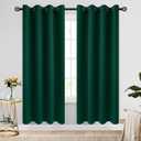 COSVIYA Grommet Blackout Room Darkening Curtains 90 inch Long, Thick Polyester Light Blocking Insulated Thermal Window Curtain Dark Green Drapes for Bedroom/Living Room,2 Panels,52x90 inches