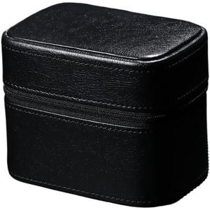 Leather Watch Travel Case - 2 Slot Watch Case with Soft Lining and Accessories Compartment Box (Black)