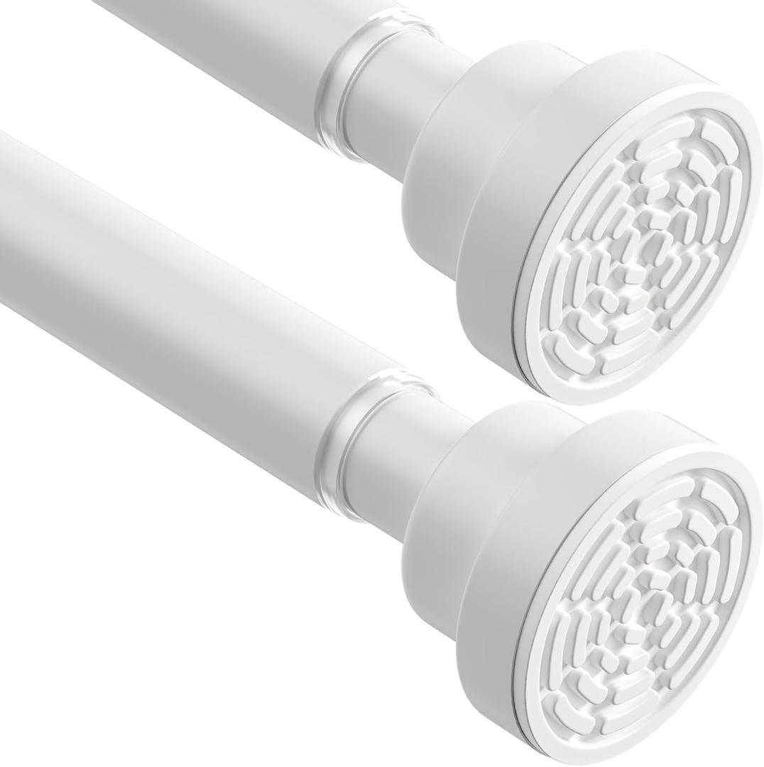 Tension Curtain Rod 30 To 63 Inch White Tension Rods Adjustable Spring Loaded Curtain Rods 7/8" Curtains Rods No Drilling Tension Rods For Windows Bedroom Closet Doorway Door, 2 Pcs
