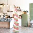 5FT Artificial Pencil Christmas Tree, Red Green White Pop Up Small Christmas Tinsel Tree, for Home Holiday Porch Fireplace Xmas Indoor Party Decoration.