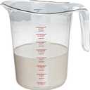 Restaurantware RW Base 4 Quart Measuring Jar 1 Durable Measuring Beaker - Metric And Imperial Units V-Shaped Spout Clear Plastic Measuring Cup Handle With Thumb-Grip Tolerates Up To 248F