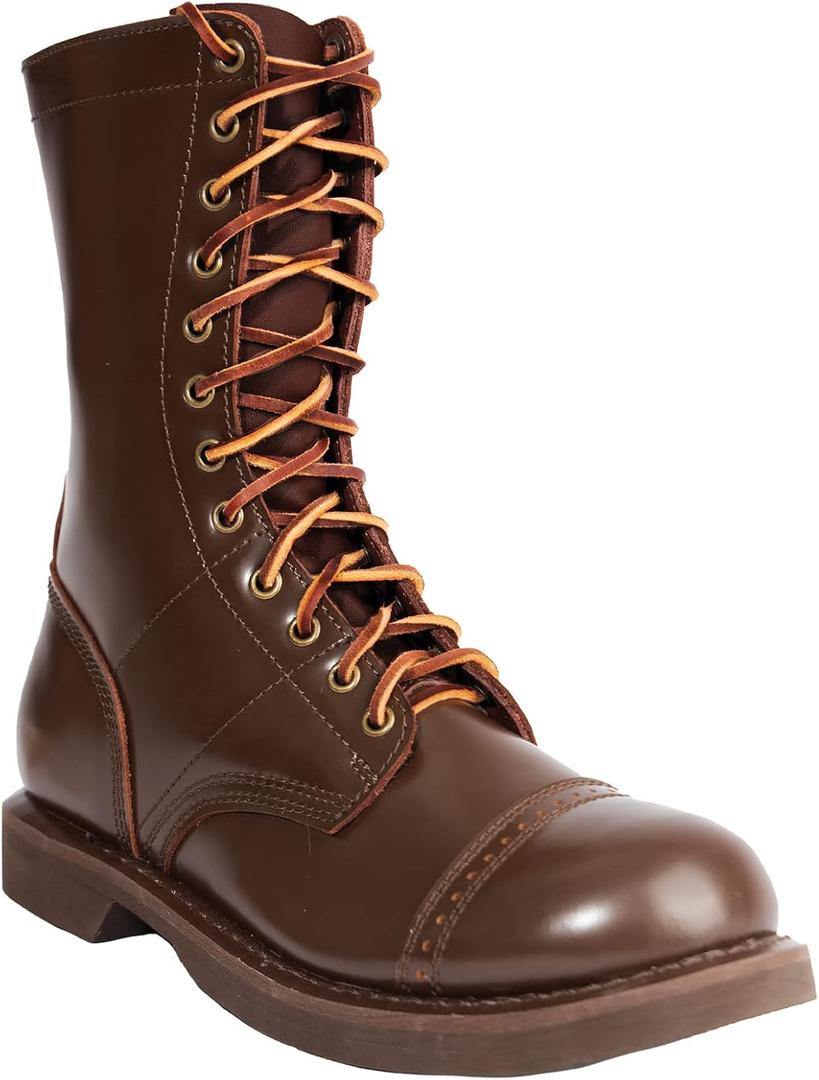 Rothco Leather Jump Boots - 10 Inch - High-Ankle Support and Impact Absorption (9, Brown)