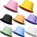 Geyoga 8 Pack Cotton Bucket Hat Foldable Packable Fishing Hat Beach Cap for Kids Teen Girls Women Men (Medium, Bright Colors)