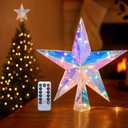 Christmas Tree Topper Star 11.8" PET Christmas Tree Topper Lighted with Remote Multicolour 20LED Lighted Treetop Decorate for Xmas Decorations Ornaments Holiday Party Indoor Decor