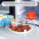 10 Inch Borosilicate Glass Microwave Splatter Cover for Food, All Glass Tall Splatter Guard Microwave Plate Light Serving Dish Covers Lid with Handle for Heating Food