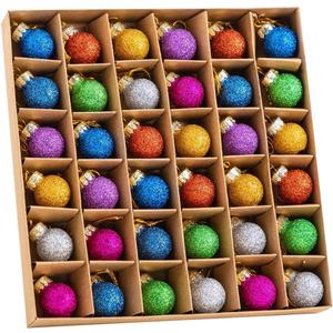 Joiedomi 36 Pcs Christmas Mini Glitter Glass Balls Ornaments, 1 Inch Multicolor Xmas Hanging Ball for Christmas Tree Decoration and Holiday Ornaments