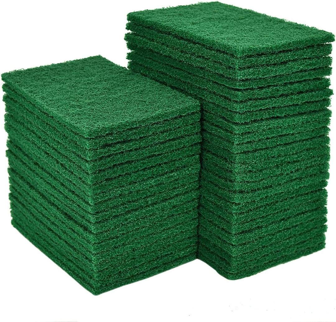 YoleShy 80 PCS Scouring Pad, Dish Scrubber Scouring Pads,4 x 6 inch Green Reusable Household Scrub Pads for Dishes, Kitchen Scrubbers & Metal Grills