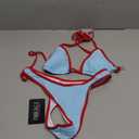 SUUKSESS Women Sexy Thong String 2 Piece Bikini Set Cheeky Halter Swimsuit (71 Red Blue)