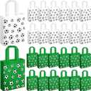 Sweetude 24 Pcs Soccer Gifts Bags Reusable Non-woven Sport Party Favor Bags with Handles 7.9 x 9.8 x 2.7 Inches Ball Themed Snack Goodies Treat Packing for Team Sport Game Birthday Party Supplies