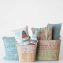 Creative Co-Op Hand-Woven Jute and Cotton Chindi Lumbar Pillow, Multicolor, 24 inches x 16 inches x 1 inch