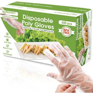 Keppi 600 Pack Disposable Food Prep Gloves  Clear Polyethylene, Latex-Free, BPA-Free, Powder-Free  Bulk Kitchen Cooking, Catering, BBQ, Baking, Restaurant, Food Handling & Serving Gloves (Medium)