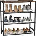 HOMEFORT 4-Tier Shoe Rack Organizer, Shoe Tower for Closet, Shoe Storage Shelf with MDF Top Board, Each Tier Fits 3 Pairs of Shoes, Entryway Shoes Organizer with Sturdy Metal Shelves, Rustic Brown
