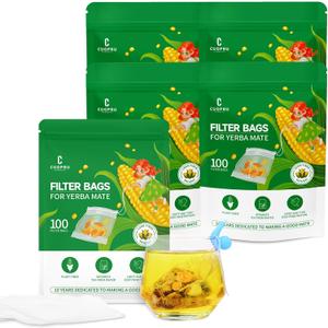 Disposable Tea Infuser I Tea Filter Bags with Drawstring for Yerba Mate Loose Leaf, Coffee, Herbal Teabags, Safe and Natural Corn Fiber, 3.94 x 3.15 inches (500pcs)
