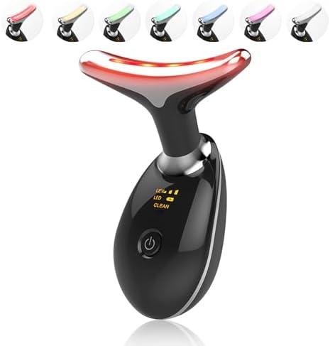 Light Based Multifunctional Facial Massager, 7 Color Portable Face Massager Tool for Skin Care, Glossy Black