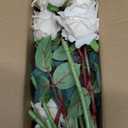 Fake Roses Faux Flowers 12PCS Silk Roses Artificial Roses with Stems Realistic Artificial Flowers Suitable for Indoor Home Decoration DIY Bouquet Wedding Decor Party Decor 16.5In (White)