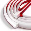 Flexible Quarter Round Molding Bendable Molding Trim 0.5 Inch(W) x 5 Feet(L) Self Adhesive Vinyl Wall Base Peel and Stick Rubber Edge Trim for Floor,Tub,Around Curved Stairs (White)