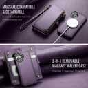 Defencase for iPhone 17 Magnetic Wallet Case Compatible with Magsafe with RFID Blocking Zipper Pocket & Card Holder for Women Men PU Leather Strap Detachable Case for iPhone 17 (6.3 inch), Purple