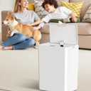 Cesun 4 Gallon Bathroom Trash Can with Lid, Small Automatic Trash Can, Touchless Motion Sensor Garbage Can, White Plastic Waste Basket for Bathroom, Bedroom, Toilet, Office, Rv