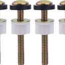 4pcs Toilet Seat Screws Replacement Kit, Heavy Duty Universal Top Mount Hinge Bolts Fixings Fittings Toilet Seat Fastener with Plastic Nuts Metal Rubber Washers Accessories Parts for Secure Fit