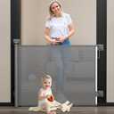 Babepai Baby Gate for Stairs No Drill, Punch Free Retractable Baby Gates Extends to 54" Wide 34" Tall, Reractable Dog Gate for Doorways, Stair Gate for Outdoor, Indoor, Hallways, Deck, Porch (34" Tall x 54" Wide-No Drilling, A-grey)
