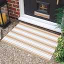 Outdoor Rug 3'x5',Washable Black and White Striped Outdoor Rug,Farmhouse Front Door Mat Porch Rug Decor,Layered Door mats Outdoor,Cotton Entryway Rug for Indoor Outdoor Entrance