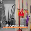 reliahom Broom Holder Wall Mount, 5 Racks with 4 Hooks Silver - Mop Storage Tool Racks, Broom Hanger Tool Organizer for Garage, Kitchen, Garden, Laundry Room