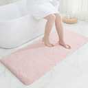 ILANGO Pink Bathroom Rugs 70"  24" Non Slip & Super Absorbent Extra Thick Soft, Washable Bath Carpet Runner for Floor, Microfiber Plush Shaggy Bath Mats with Rubber for Bedroom Bathtub Shower Room