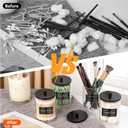 4 Pack 10 oz Acrylic Qtip Holder with Labels Dispenser- Bathroom Small Clear Plastic Canister Apothecary Jar Set Essentials Accessories Decor, Vanity Storage Organizer