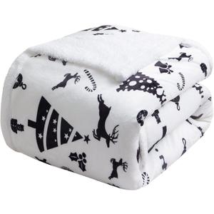 LBRO2M Sherpa Fleece Bed Blanket Twin Size,Christmas Super Soft Fuzzy Plush Warm Cozy Fluffy Microfiber Couch Throw Velvet Double Reversible Luxurious Blankets (Twin(65x90 Inches), White Deer)
