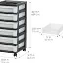 IRIS USA Craft Plastic Organizers and Storage, Rolling Storage Cart for Classroom Supplies, Storage Organizer for Art Supplies, Drawer Top Organizer for Small Parts, 6 Drawer, Black/Pearl