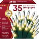 Clear Warm White Christmas Tree Lights - 6.3 ft String of 35 Incandescent Mini Bulbs Multifunctional Lighting Modes, for Decorative, Bedroom, Outdoor, Xmas Twinkle Lights with Green Wire Total 6.6 ft