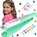 kidzkube Hair Gem Stamper Kit, Bling Hair Jewels for Girls Toys, Hair Styling Tool with Reusable Shining Diamonds, Birthday Gifts Toys for Girls Ages 3 4 5 6 8-12 (Green)