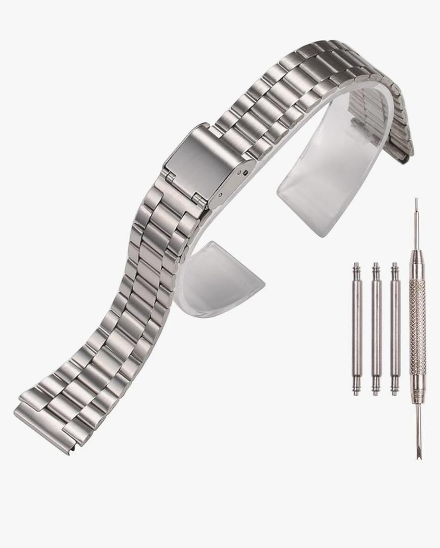 18mm Stainless Steel Replacement Watchband Compatible with Casio F-108WH AE1200WH A168WA A158WA LA670WGA A700W Women's and Men's Watch Accessories