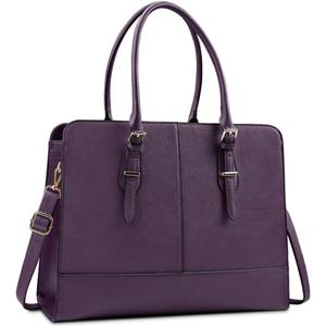 Laptop Bag for Women Leather Work Tote 15.6 Inch Laptop for Computer Bag Waterproof Business Office Professional Large Capacity Handbag Shoulder Bag DeepPurple