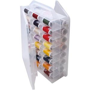 46 Grids Sewing Organizer, Double Sided Thread Box Storage, Portable Clear Plastic Organizer Box for Embroidery and Sewing Threads, Embroidery Floss, Crafts, Small Toys (Clear)