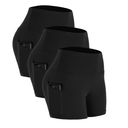 NELEUS Womens 4" High Waist Athletic Spandex Shorts for Yoga with Pockets 3 Packs,Black,US Size L/XL