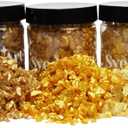 Syedra Crushed Glass for Crafts, 3-6mm,Set of 3, High Luster Chips, Glitter,Broken Glass Pieces, (Gold 1LB)