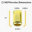 25 PCS 7327 Hose Ferrules Brass Fitting, 0.625in ID x 1in Long Repair Ferrules for Air Hose, Acetylene Hose, Use with Crimper Tool Kit