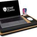 Faraday Lap Desk  EMF Blocking Bamboo Laptop Tray with 4-Layer Shield, Memory Foam Cushion, Leather Mouse Pads, Device Slots & Grounding Cable  Radiation Shield for Home or Couch