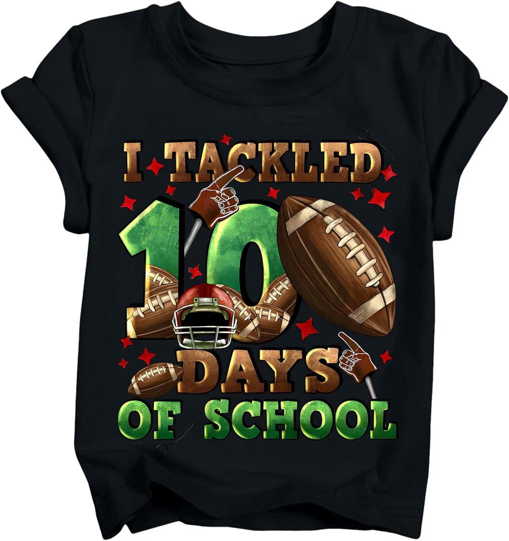 Kids 100 Days of School Shirt Boys Girls Happy 100th Day of T-Shirts Toddler Graphic Cute Tee Tops 2026 (3T-10T) (Black)