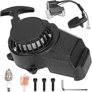 FVRITO Alloy Easy Pull Recoil Start Starter Ignition Coil for 2 Stroke Engine 47cc 49cc 50cc SYX Taotao Coolster SSR MotoTec Chinese Mini ATV Quad 4 Wheeler Go kart Pit Dirt Pocket Bike Motor Black