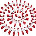 50pcs Mini Clothes Pins for Photo Holder Christmas Pins Wooden Small Clothespins for Picture Hanger Display Clips with String (Red Snow, 50 Pcs)