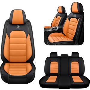 5 Seat Covers for BMW X3 2004-2026 Breathable Car Seat Covers,Anti-Slip Waterproof Car Seat Protectors with Airbag,Automotive Vehicle Cushion with Storage Pockets (Standard, Orange)