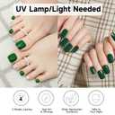 2 x Semi Cured Gel Nail Strips & Toenail Stickers 2 Set (Green),Gel Nail Stickers, Long Lasting, Gifts for Women, Works with UV Lamp, Includes Prep Pads,Wooden Stick (Hwj-mj-z05)