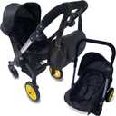 Baby Doll Car Seat Stroller Combo  Convertible 2 in 1 Doll Stroller and Car Seat for Kids  Fits Up to 20 Dolls  Play Toy Baby Stroller with Adjustable Handle for Girls Toddlers All Ages (Black)