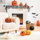 Halloween Pumpkin Pillows, Black Fall Decoration Pumpkin Shaped Throw Pillow, 8" Cute 3D Shaped Cushion for Sofa Couch Bedroom Autumn Thanksgiving (Mini-8 Inch)