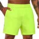 MIER Mens Running Shorts with 5 Inch Inseam, Quick Dry Athletic Shorts for Gym Workout Exercise Training, 3 Zipper Pockets (Green, XXL)