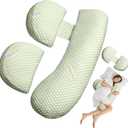 Pregnancy Pillow, Maternity Pillow for Pregnant Women, Soft Maternity Pillow with Detachable & Adjustable Pillow Cover, HIPS Legs (Green)