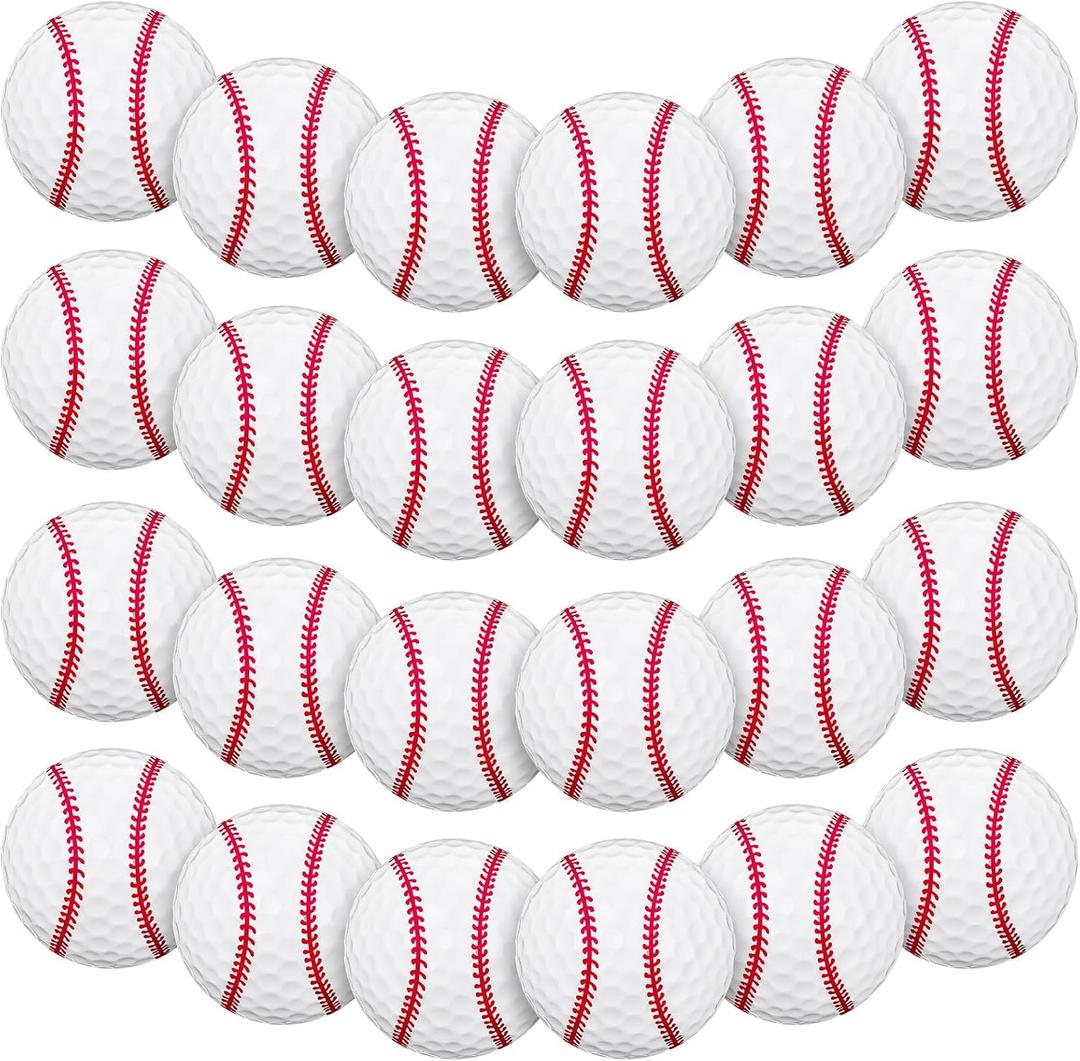Hollowfly 24pcs Baseball Golf Balls Funny Cute Novelty Baseball Design with Stitching Pattern Golf Balls Gifts for Men Father's Day PGA Gifts