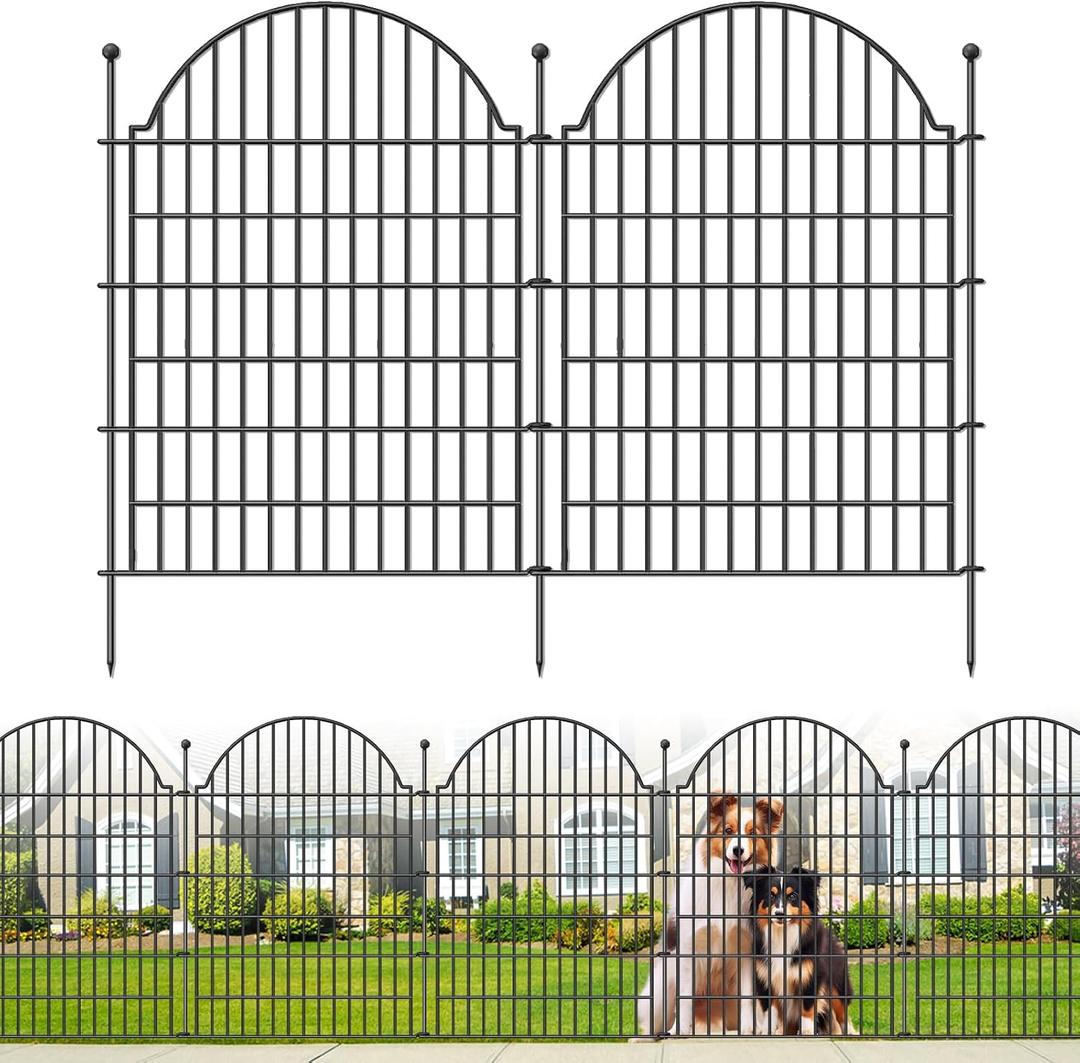 10 Panels No Dig Decorative Garden Fence for Yard, 40in (H) x 23.6ft (L) Rustproof Metal Wire Temporary Dog Fence, Animal Barrier Fencing Patio Panel Border with Temporary Ground Stakes